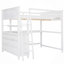 Lit mezzanine double avec tiroirs et bureau, lit mezzanine en bois avec tablettes-378061237
