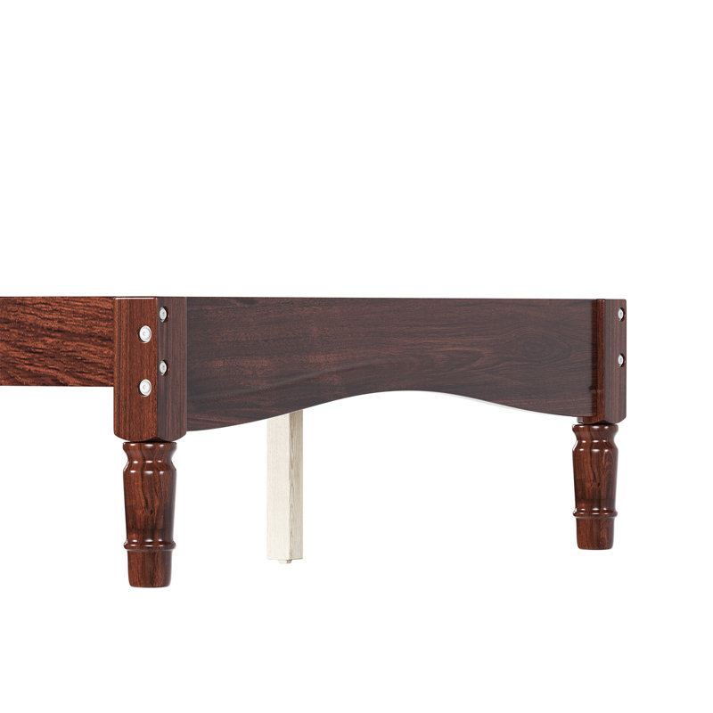 Lit plateforme simple en bois avec tête de lit en forme de gourde, lit plateforme de style rétro avec support en lattes de bois, noyer