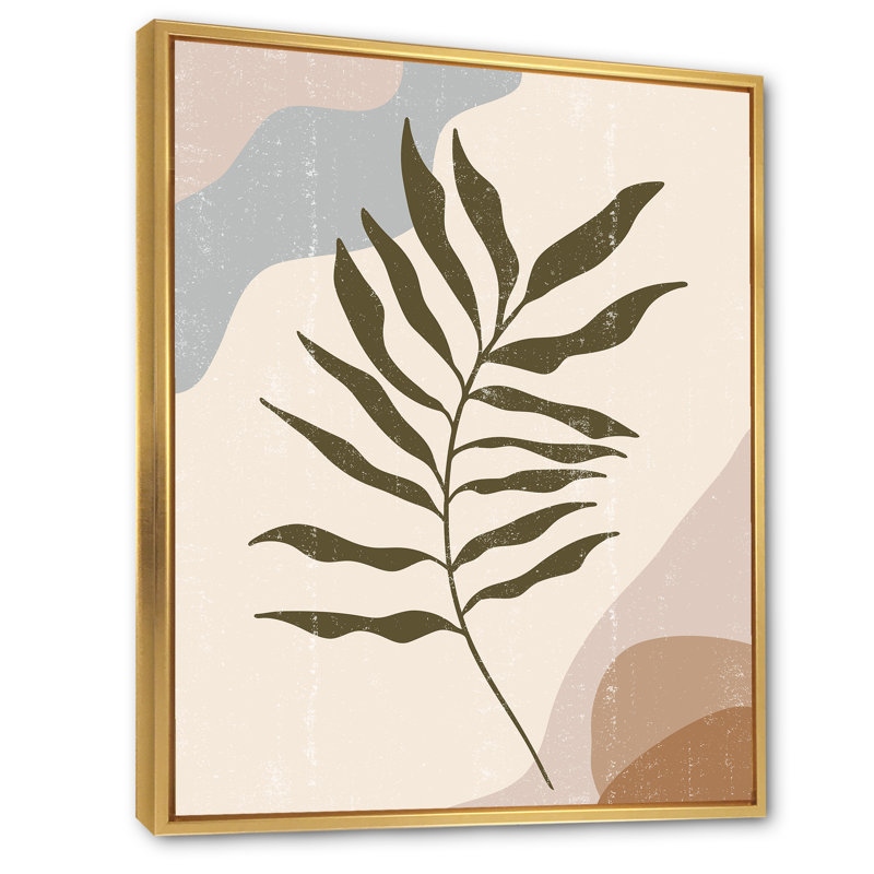 Botanical Minimalist Leaf in Earth Tones I - Photographie à cadre flottant sur toile, H 32 po x l 24 po x P 1 po