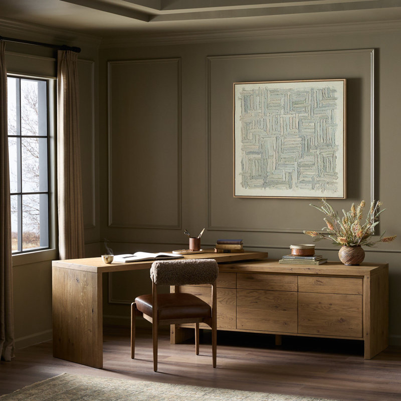 NOAH Solid Wood Modular Executive Desk, Aged Smoked Oak, Right Rotation