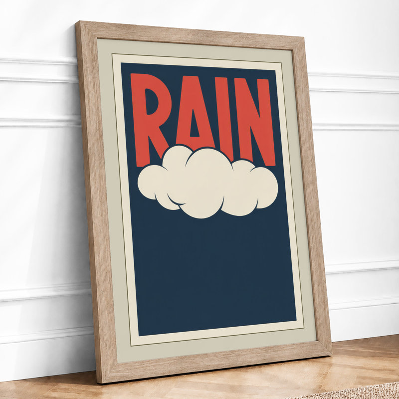 Rain Minimalist - Framed Print, A3 - 42.0 x 29.7 cm, Oak
