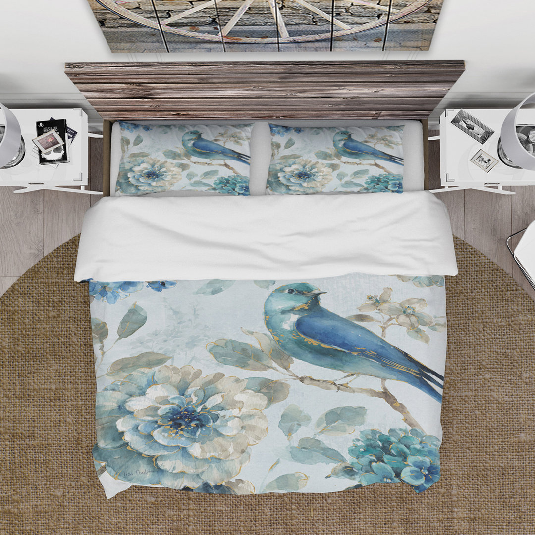 Watercolor Lovely Bird II Duvet Cover Set Design Art 