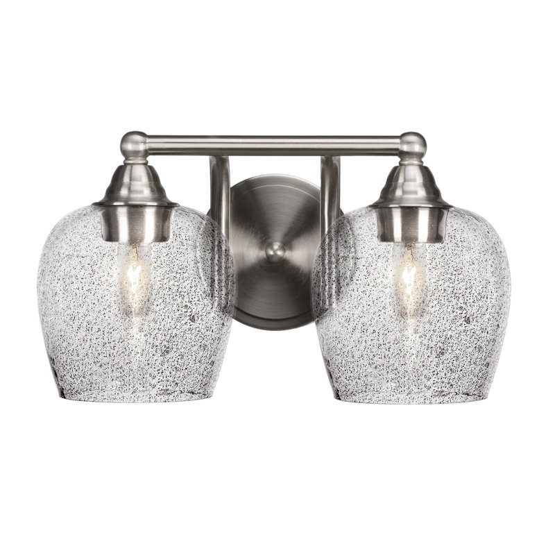 Michell 2-Light Bath Bar, Brushed Nickel, Smoke Bubble