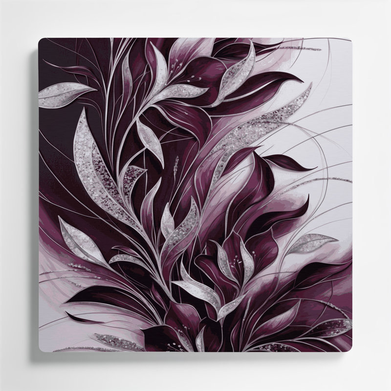 Abstrait floral 9, art mural en métal brun, H 16 po x l 16 po