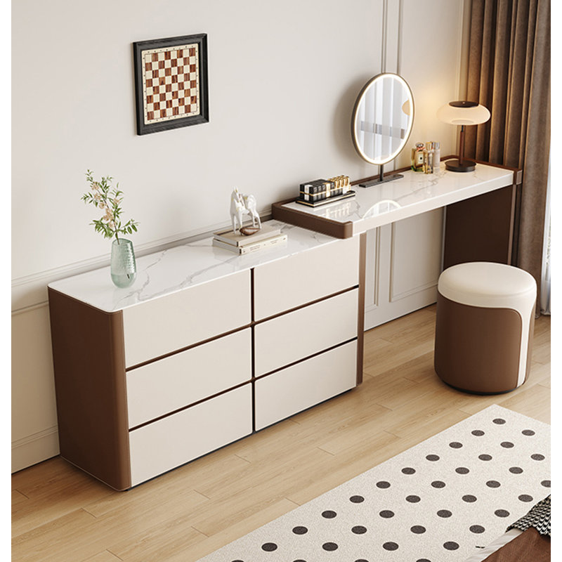 Coiffeuse, coiffeuse et armoire de rangement en cuir minimaliste moderne