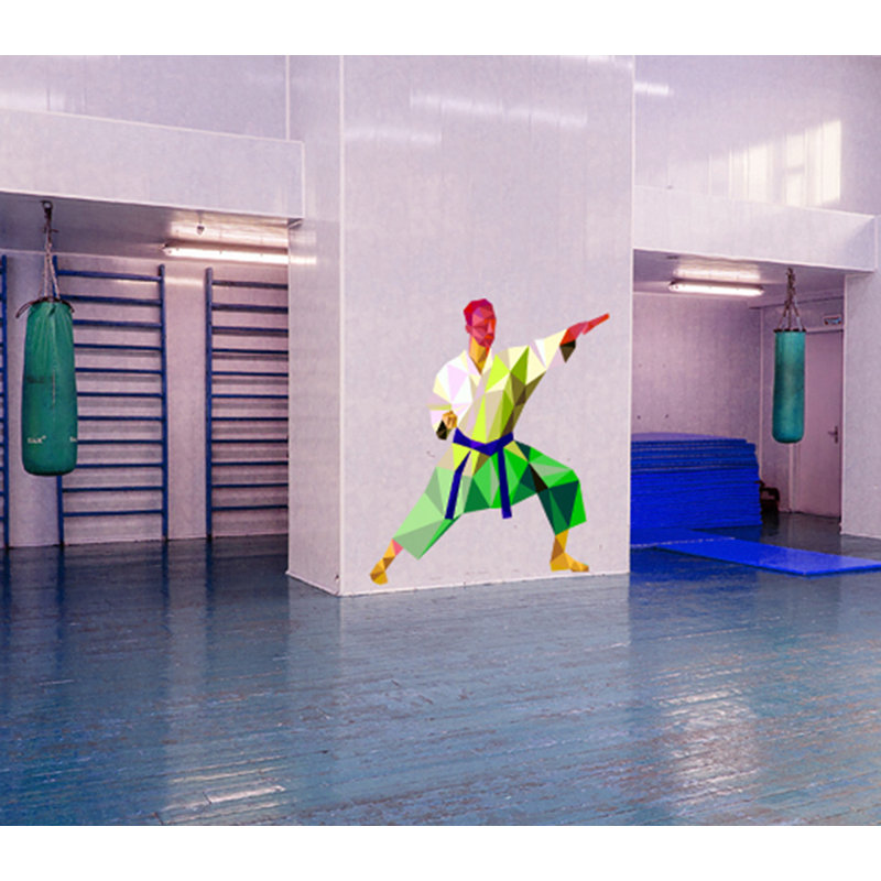 Adhésif décoratif de karaté polygonal, H 33 po x l 36 po