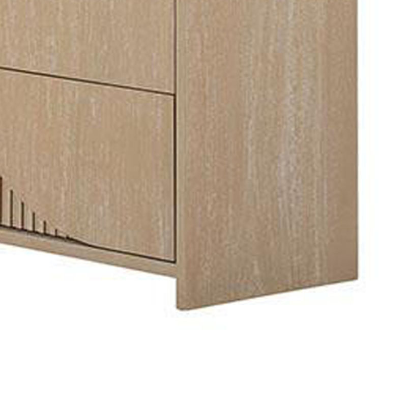 Commode large Tanya, 4 tiroirs, panneaux de roseaux rétro, bois brun naturel