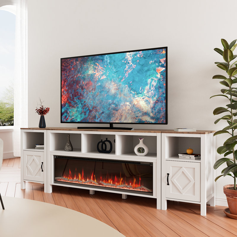 Gaberiel TV Stand for TVs up to 88" with Electric Fireplace Included, 97.5"