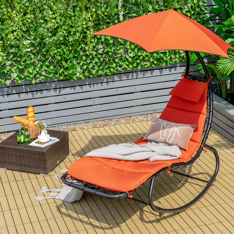 Chaise longue suspendue Jean-Mary avec support, Orange