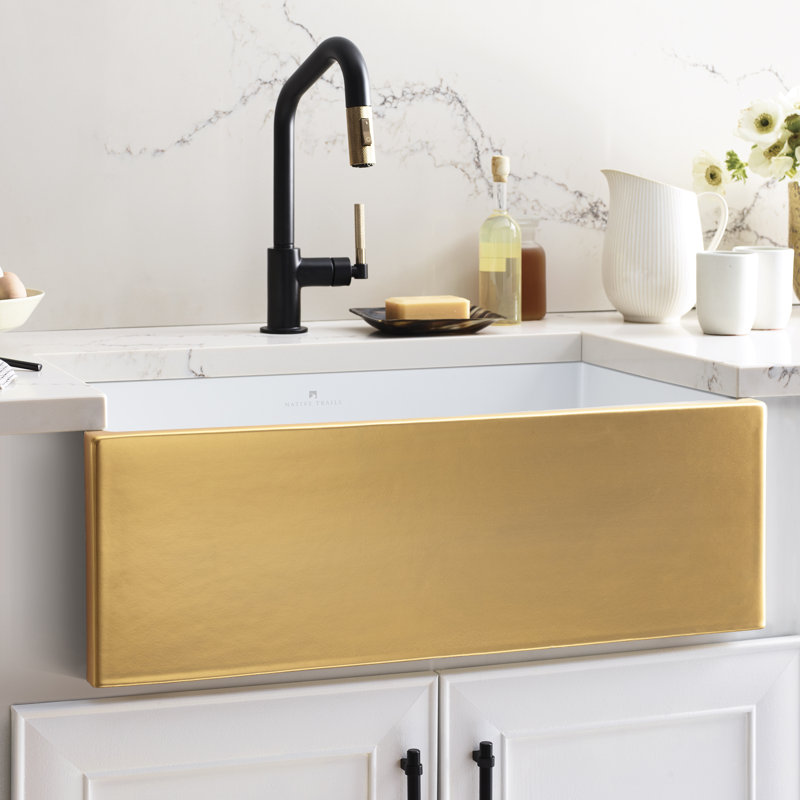 Dreamer 30" L X 17.75" W Farmhouse/Apron Kitchen Sink, Matte Gold