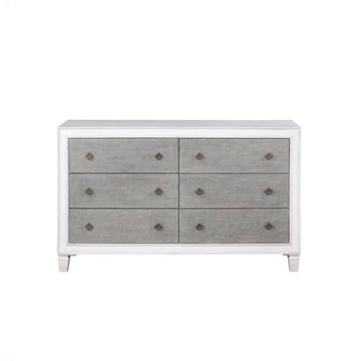 Commode Katia gris rustique et blanc vieilli