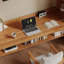 Bureau rectangulaire en bois massif brun-118231085
