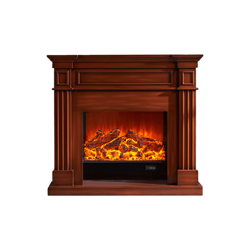 Walnut Solid + Manufactured Wood Electric Fireplace, Walnut
