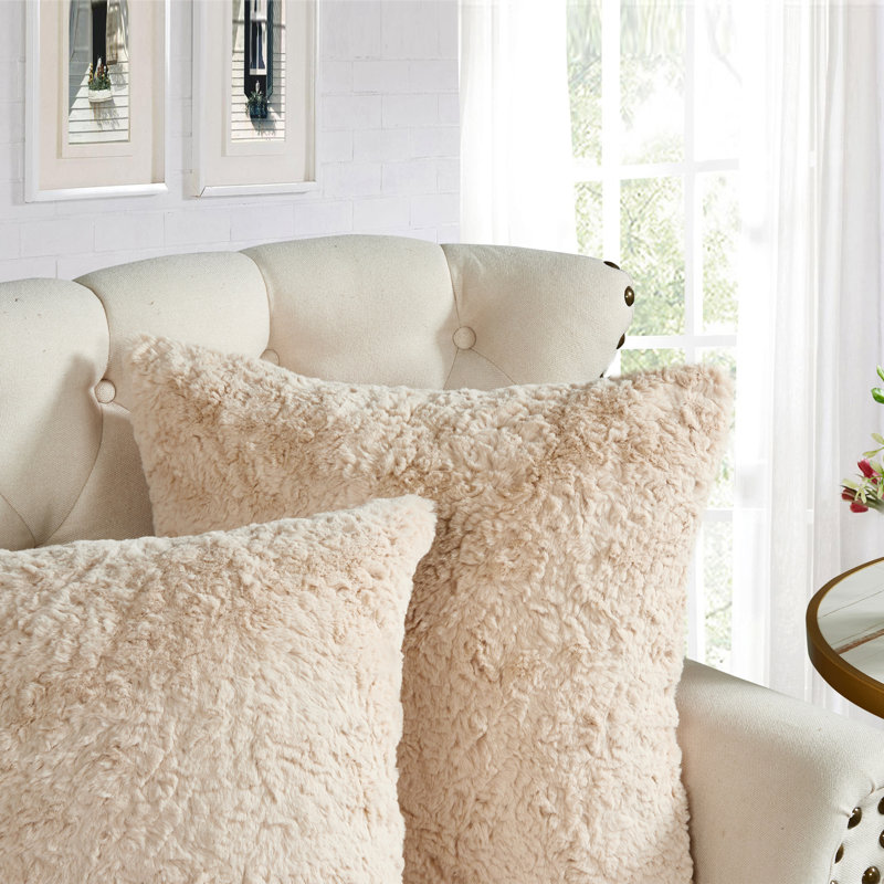 Ensemble de housse de coussin en fausse fourrure de lapin