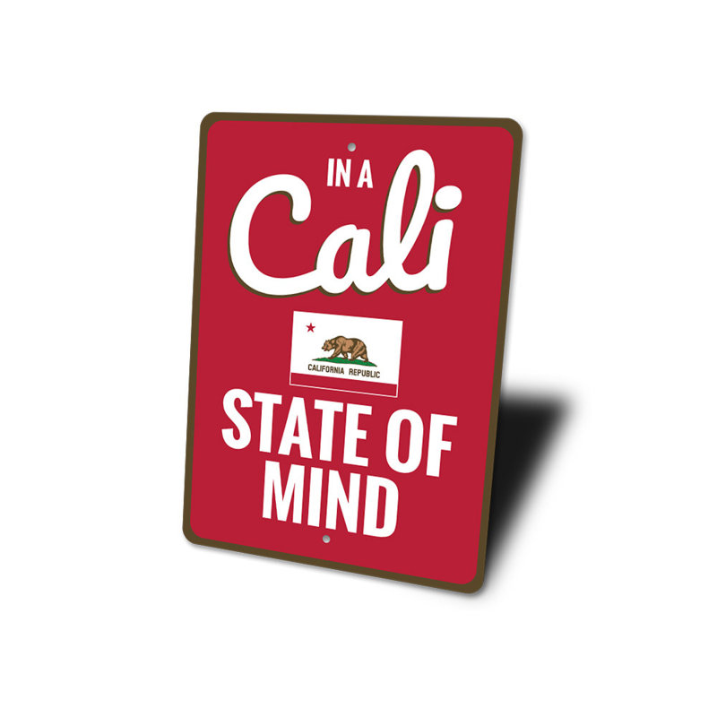 Enseigne en aluminium Cali State Of Mind, H 14 po x l 10 po x P 0,04 po