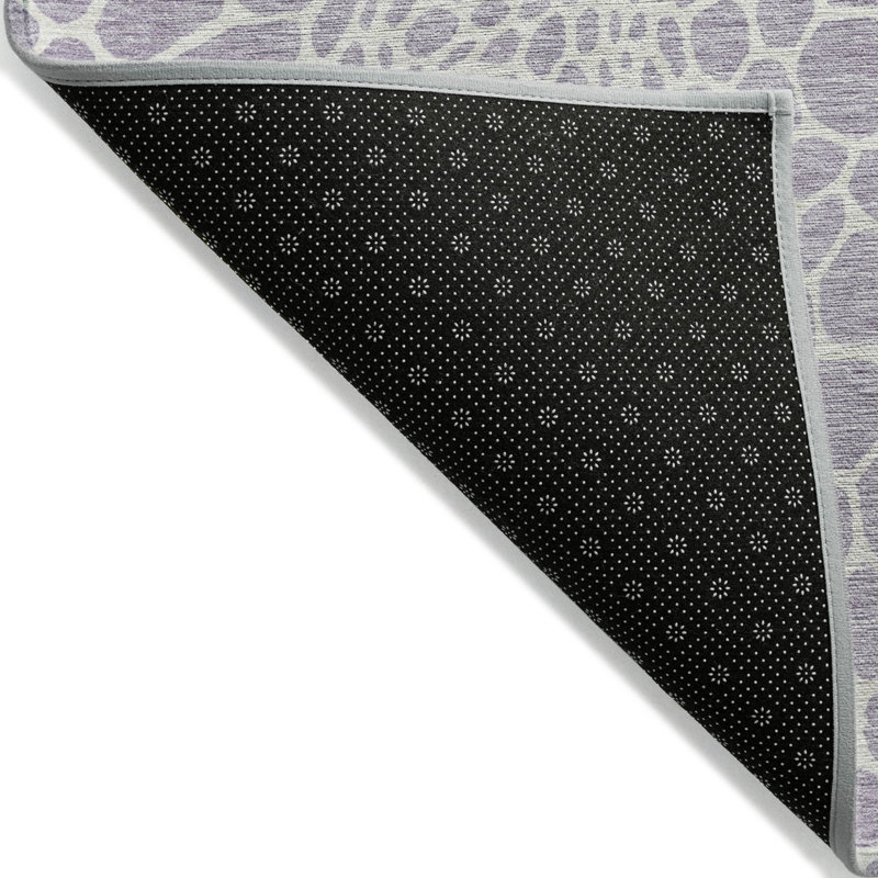 3' X 5' Lilac And Ivory Geometric Washable Indoor Outdoor Area Rug