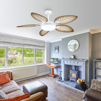 52" Palm Leaf Ceiling Fans With Lights And Remote,Wet Rated Tropical Ceiling Fans For Patios Porch Gazebo Pergola
