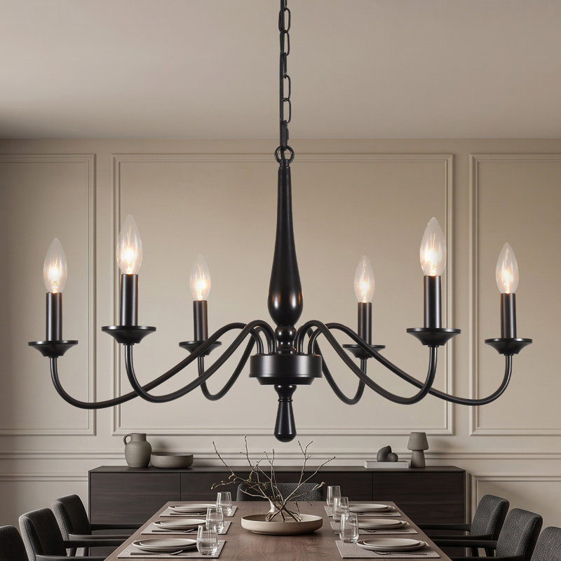 Lustre 6 lumières 27,83 "de style bougie classique classique à intensité variable, 6