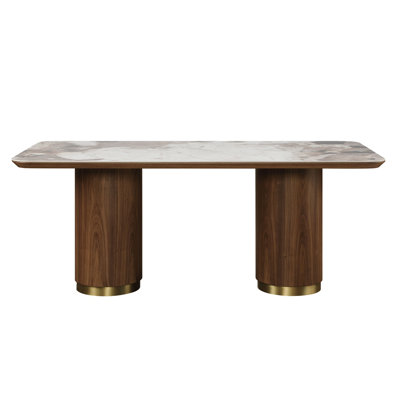 Ceramic Top & Walnut Finish Dining Table