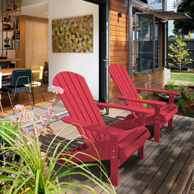Ensemble de 2 chaises Adirondack en plastique pour l'extérieur, toutes saisons, pour la pelouse, le jardin, le foyer et la cour