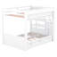 Lit superposé double blanc avec rangement: escalier, table de chevet, structure à 3 tiroirs, pas de sommier nécessaire pour économiser de l'espace-1436753161
