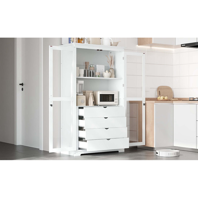 Armoire de rangement de cuisine autoportante, Blanc