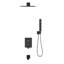 Système de douche mural noir mat avec pomme de douche à pluie de 9,7 po, douchette à main, bec de baignoire et valve brute