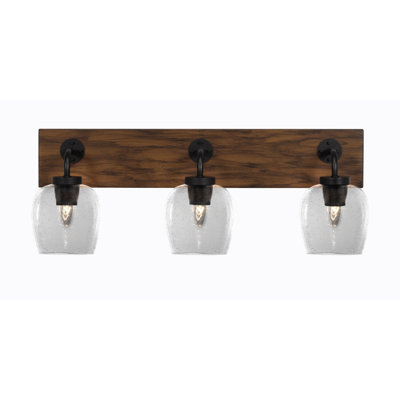 Oxbridge 3 Light Bath Bar - look Metal Finish With 6" Bubble Glass