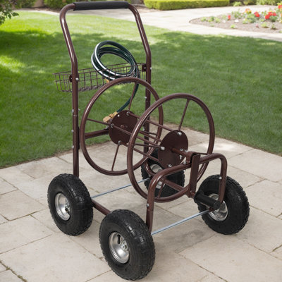 Durable Garden Hose Caddie With Quick Connectors & Storage - 250 Ft Rust-resistant Reel