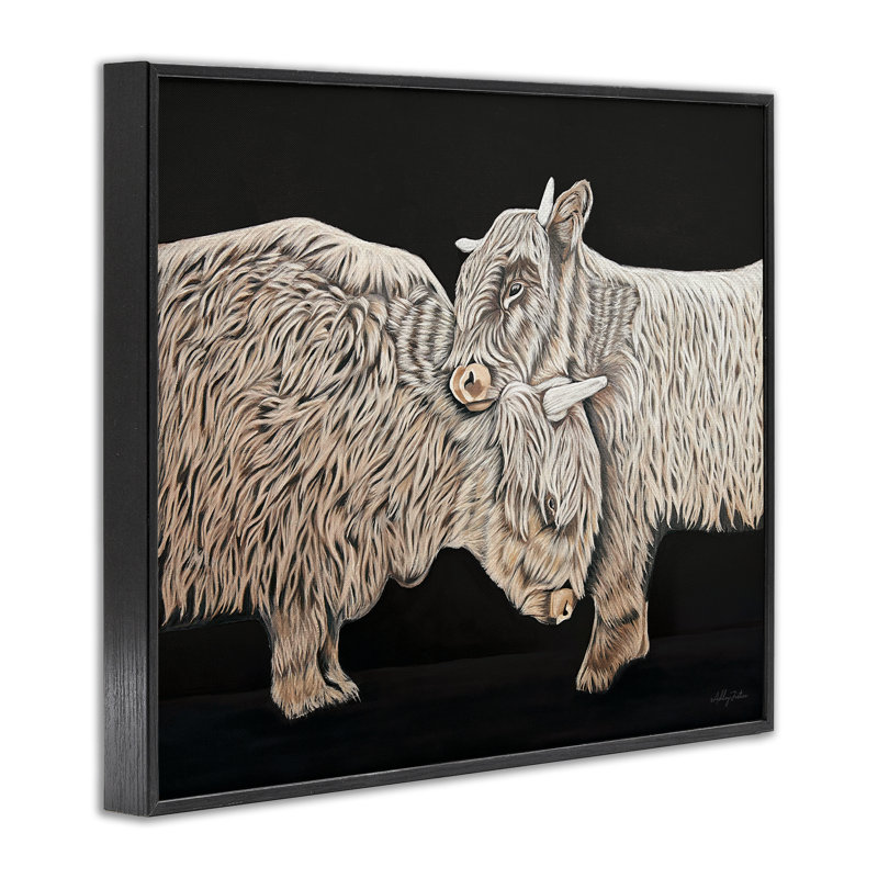  Étreignant des bovins sur giclée encadrée par Ashley Justice, Giclée encadrée noir minuit, H 24 po x l 30 po