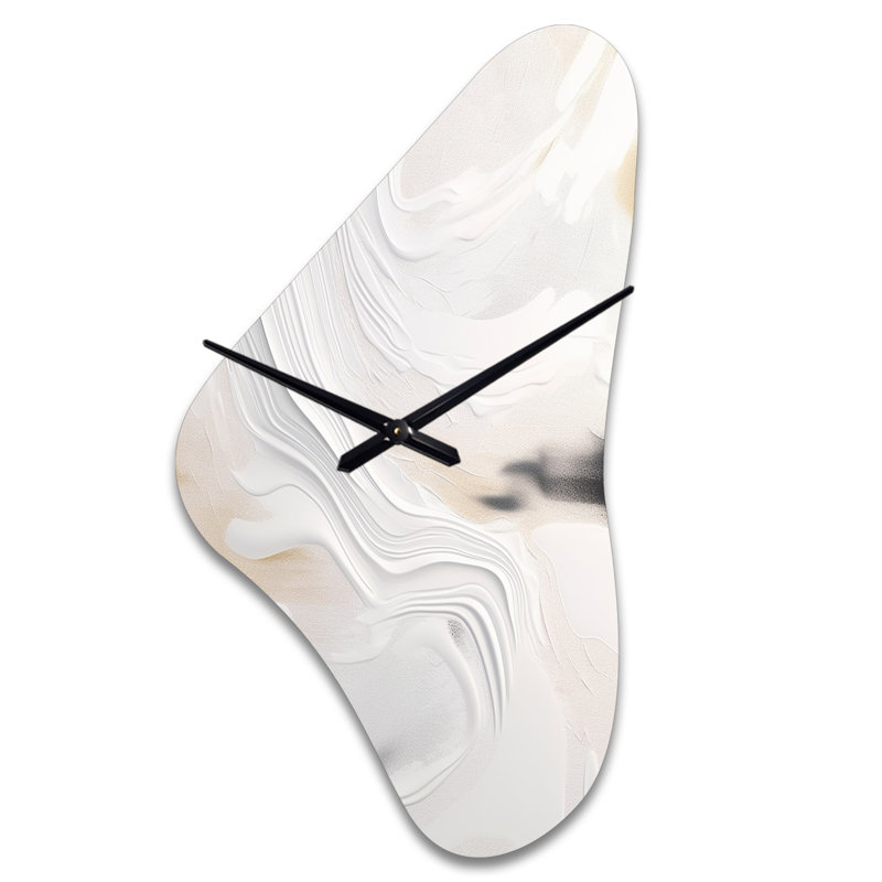 Grande horloge murale blanche ondulée blanche et dorée - forme unique, Moyenne