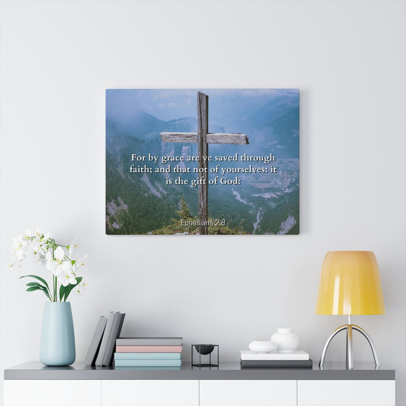 Saved Through Faith Ephesians 2:8 - Wrapped Canvas Print, 30cm H x 41cm W