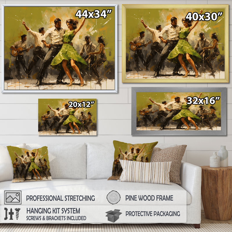 Danse dansante des années 60 - Art mural de danse, Toile tendue, H 12 po x l 20 po x P 1 po