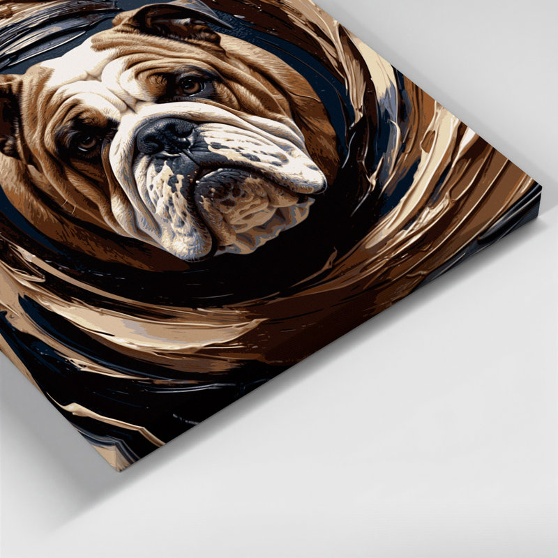 «Dogs Bulldog», art mural sur toile noire, H 24 po x l 36 po
