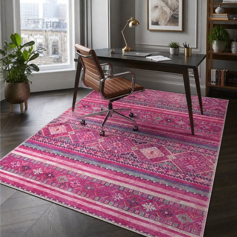 Oriental Cotton and Chenille Flatweave Area Rug, 160 cm round