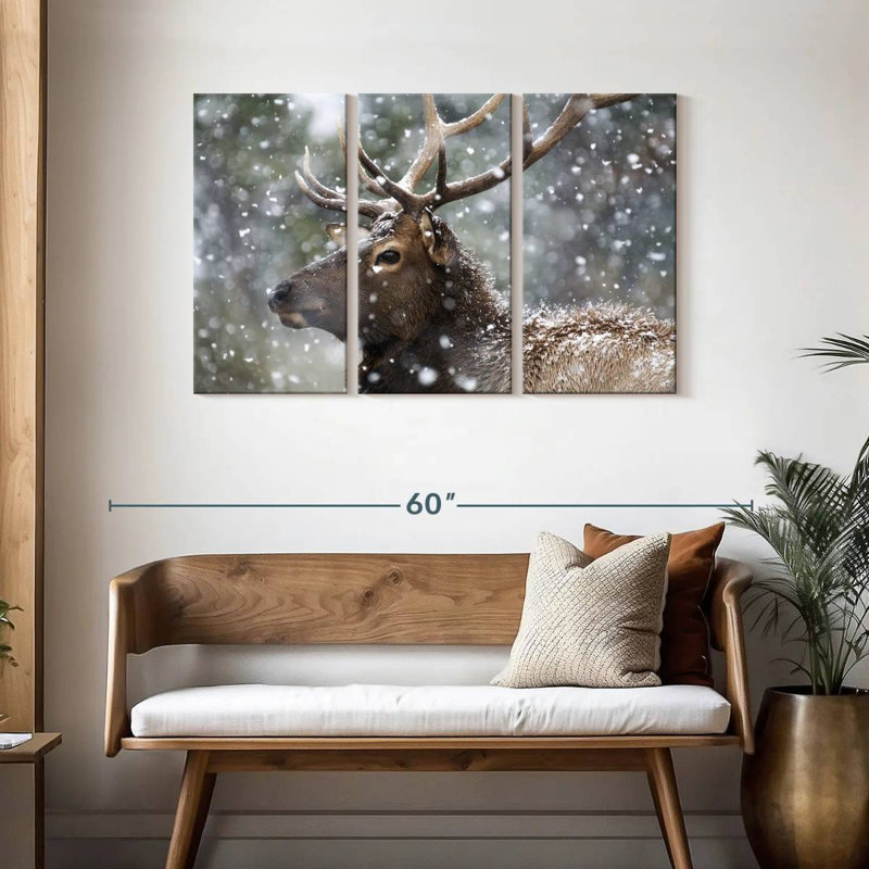 Brampt Winter Snow Elk, 28" H x 45" W