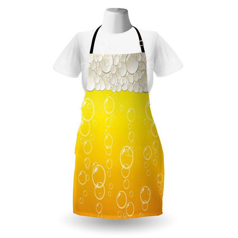 Tablier abstrait de préparation et saveur unisexe, Bubble Beer Macro, taille adulte, jaune blanc