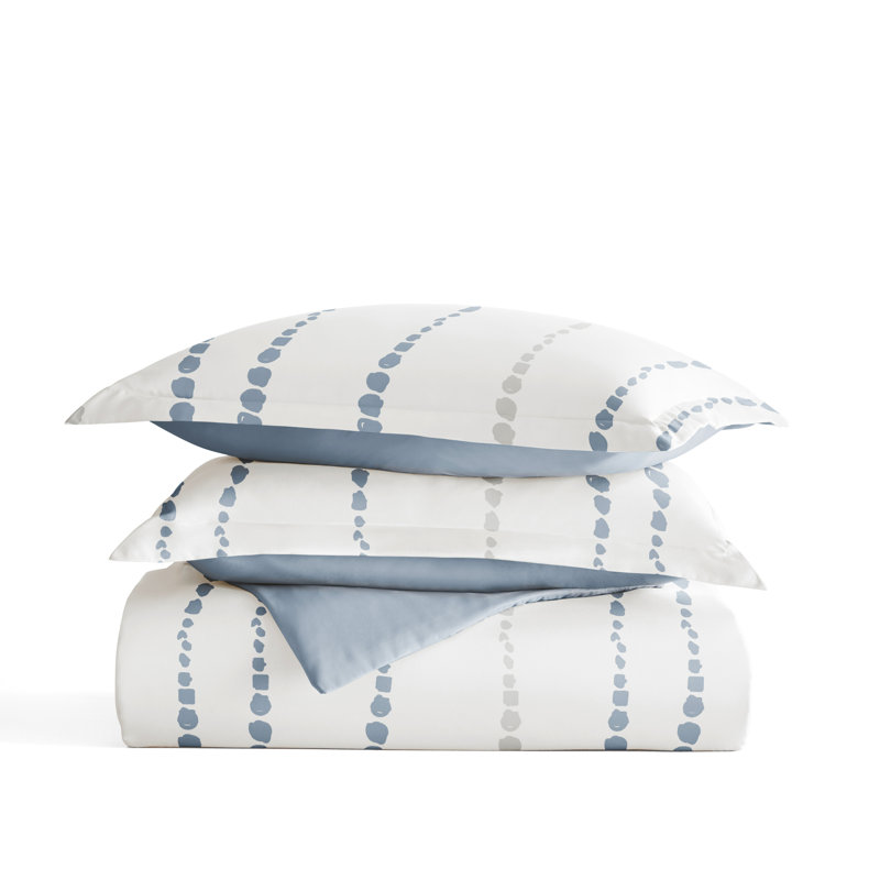 Blue and White Reversible Microfiber King Duvet Cover Set