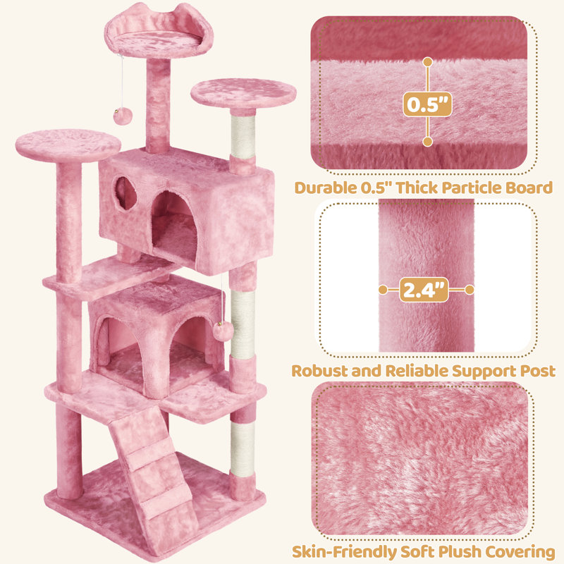 Arbre à chat 61,5 po Dagenham, Rose, H 61,5 po x l 19,5 po x P 19,5 po