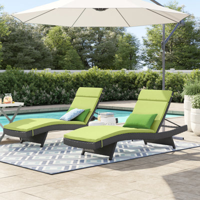 Billur 79.5" Long Reclining Chaise Lounger Set with Cushions