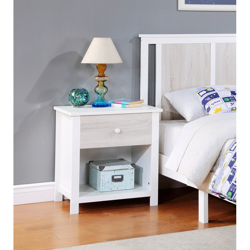Connelly Toddler Bed and Nightstand Bundle, Black, White