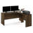 Furinno ROGER 60 Inch L-Shaped Office Desk, Executive Desk with Reversible Desk Return, Desk Cord Grommet, For Home Office, Modern Walnut-121883432-121883434
