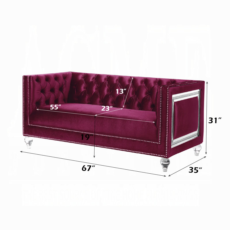Causeuse en velours bordeaux Soham