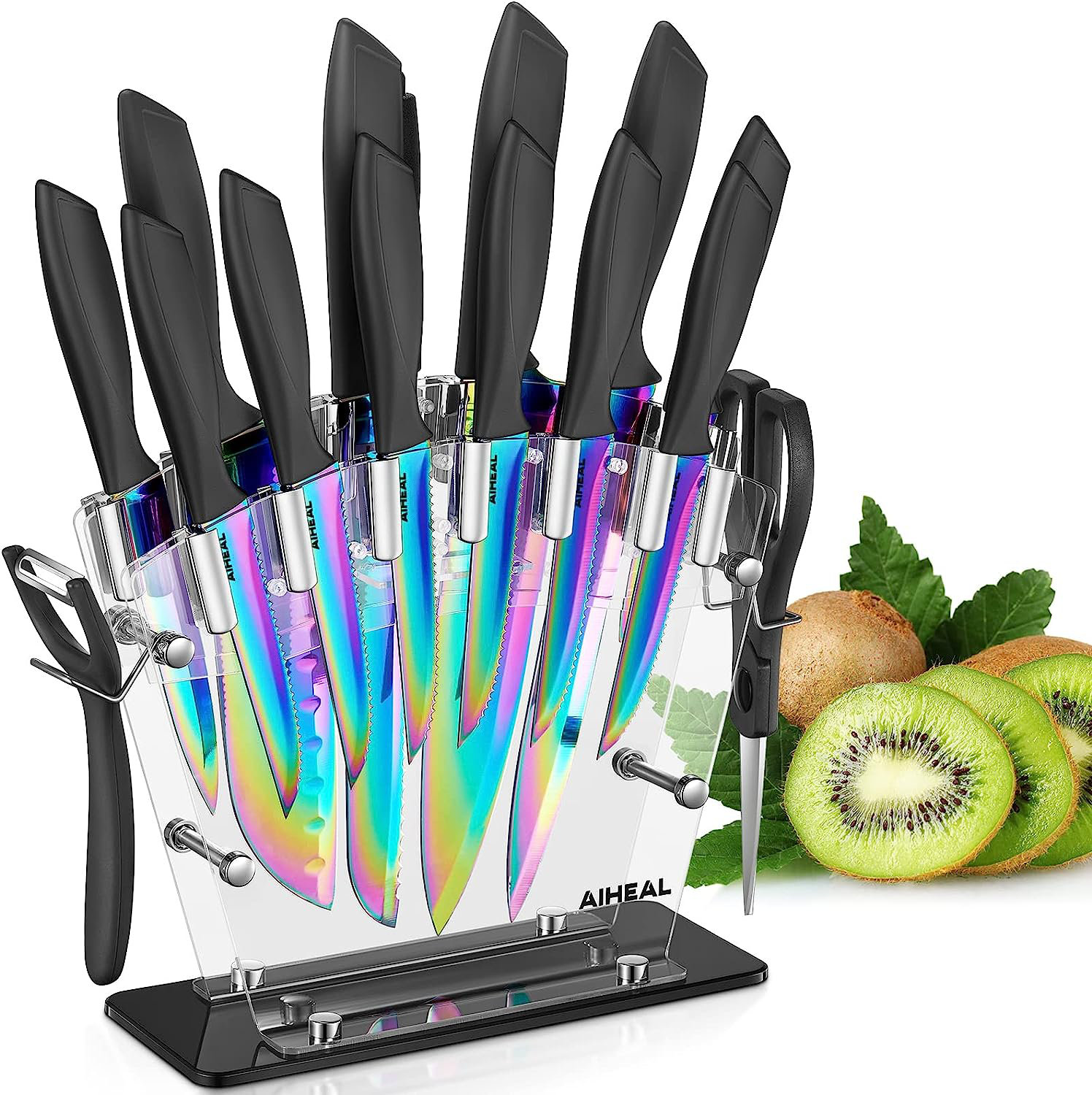 Cooking Kiwi Knives set 5 pcs Chef's Knife Stainless steel Blade Wooden  Handle