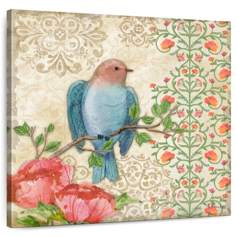 Oiseaux en fleurs Brampt III, H 10 po x l 10 po