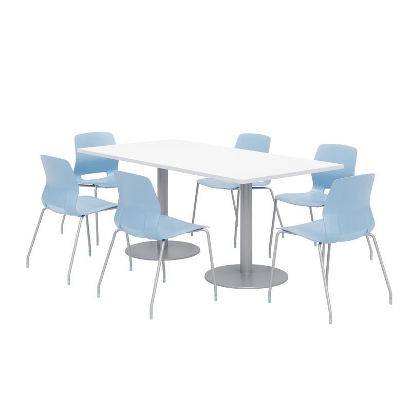 Ensemble de table de salle à manger rectangulaire 72 "et chaise, Bleu ciel, Blanc de designer