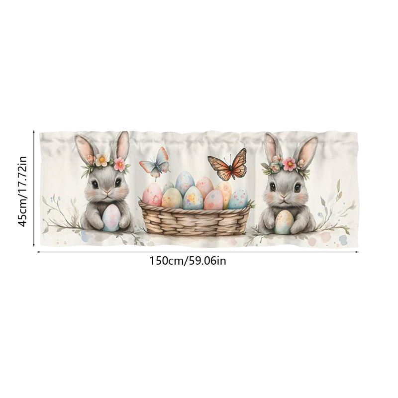 Cantonnière pour œufs de lapin de Pâques pour la cuisine, le salon, la salle de bain, la chambre à coucher, la fenêtre et les rideaux de lapin