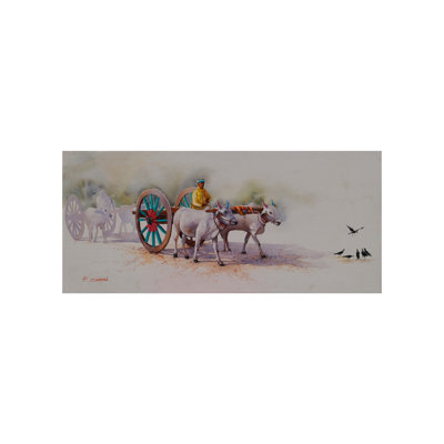Bullock - Une partie du village | Acrylique sur toile | Par Devraj
