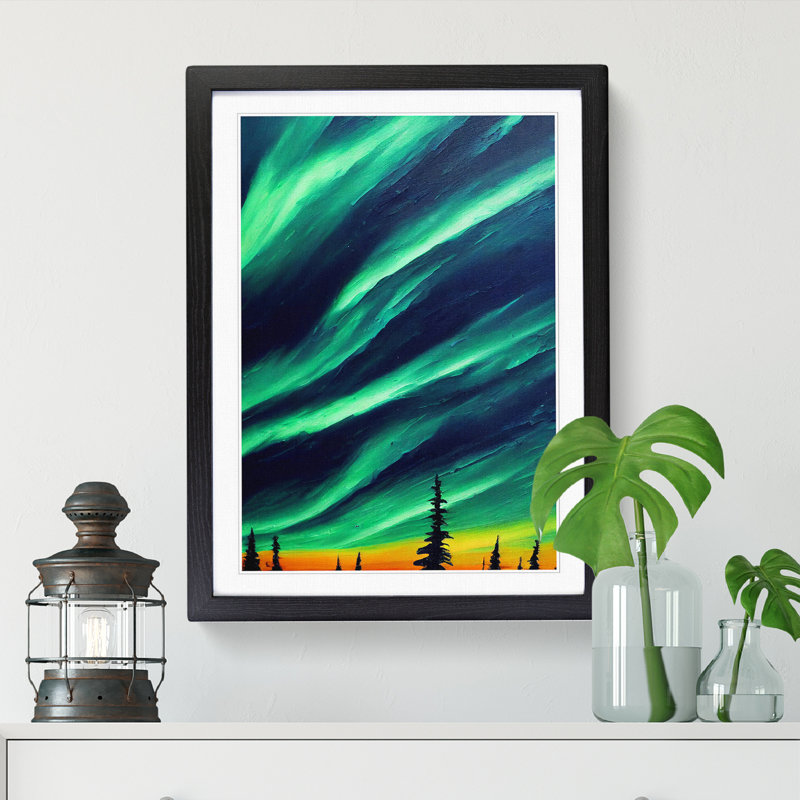 Annalyse Northern Lights Painting Vol.2 1 Piece Wall Art, 46cm H x 34cm W, Walnut