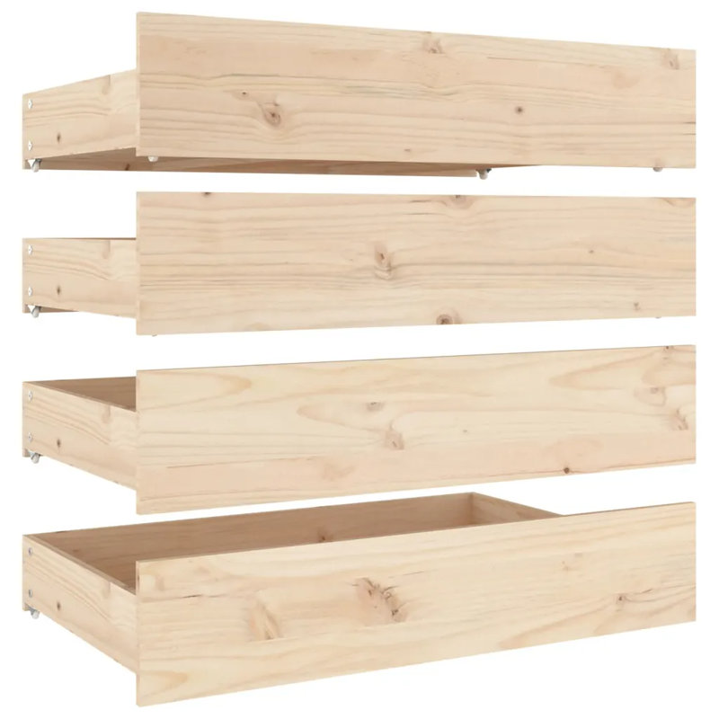 Keisha Underbed Storage Drawers, Natural, 18cm H x 57cm W x 90cm L